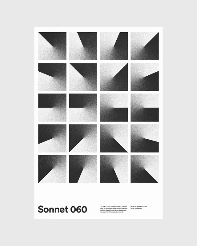 Sonnet 060 Geometric Grid, minimal, swiss, monochrome