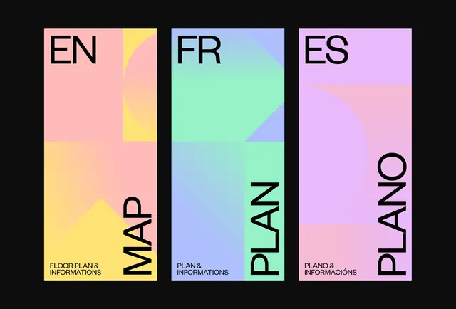 Multilingual Map Layout, minimal, geometric, vibrant