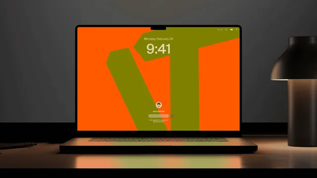 Kobase lock screen on a laptop in a dark room, photographic, minimal, dark