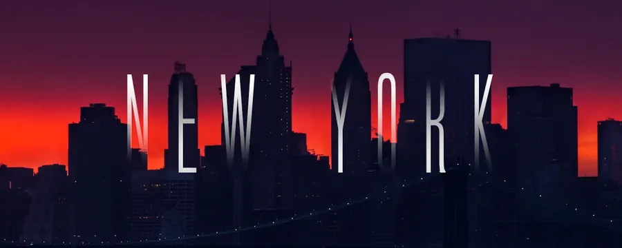New York Skyline Wordmark, minimal, abstract, high-contrast