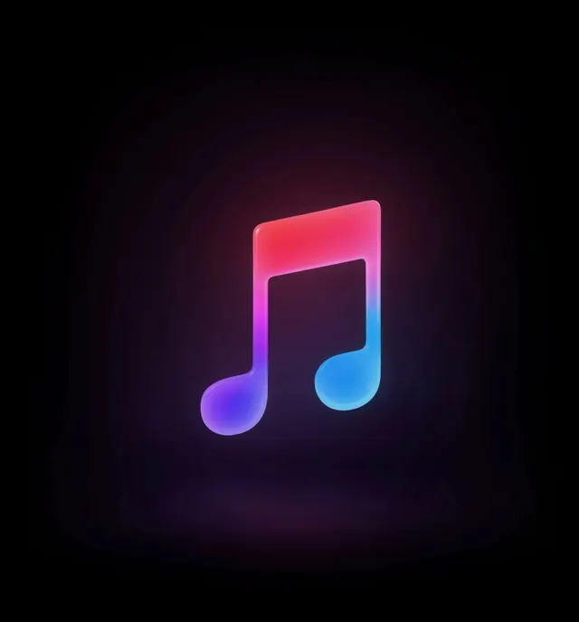 Glowing Music Note Icon, 3d-render, gradient-heavy, vibrant