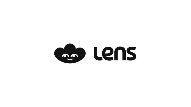Lens logo, geometric, minimal, dark