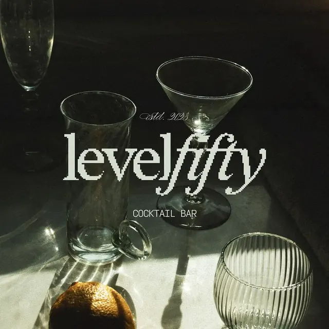 Levelfifty logo, minimal, luxury, light