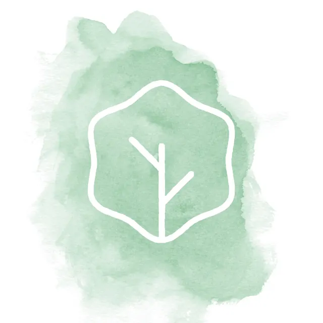 Liv Salad leaf mark reversed out of a watercolour wash, minimal, organic, light