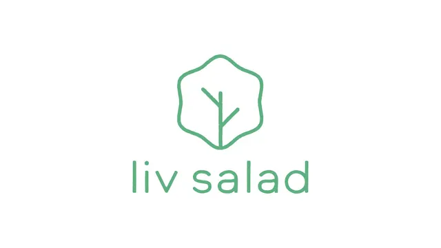 Liv Salad primary lockup in green on white, minimal, organic, light