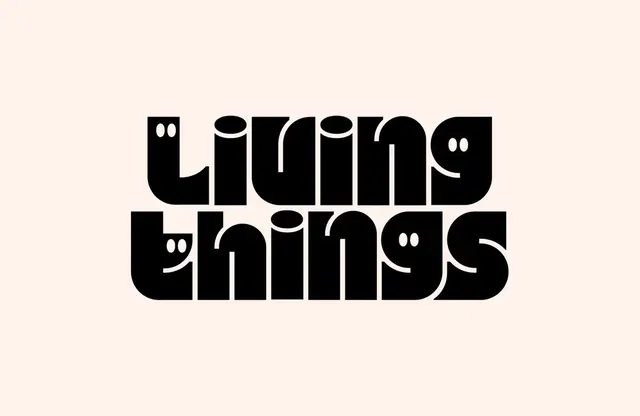 LivingThings logo, geometric, playful, dark