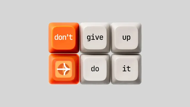 Don't Give Up Wordmark Blocks, minimal, geometric, high-contrast