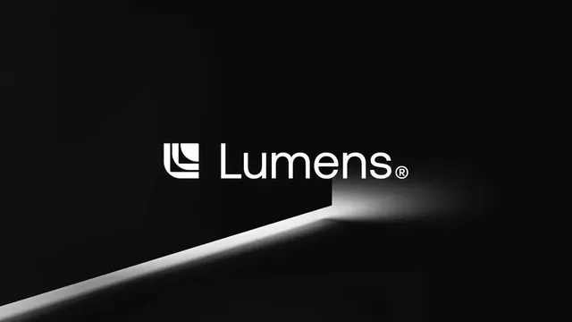 Lumens logo, geometric, minimal, light
