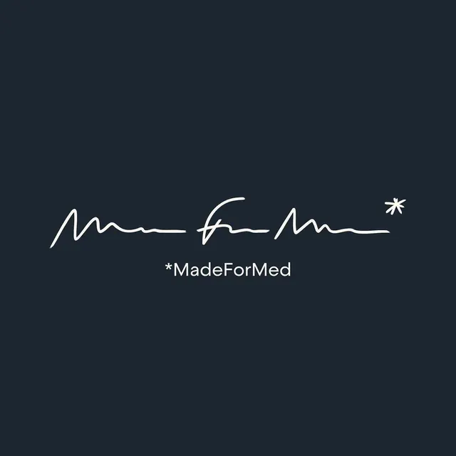 MadeForMed logo, line-art, luxury, light