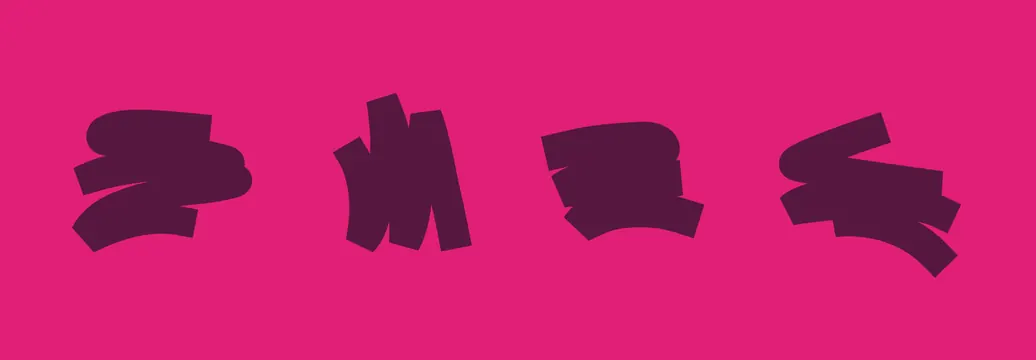 Maid Aid abstract plum shapes on magenta, abstract, geometric, vibrant