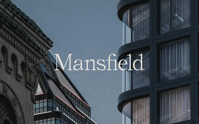 Mansfield logo, luxury, minimal, light