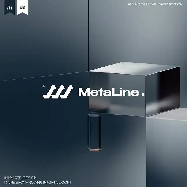 Metaline logo, geometric, minimal, light