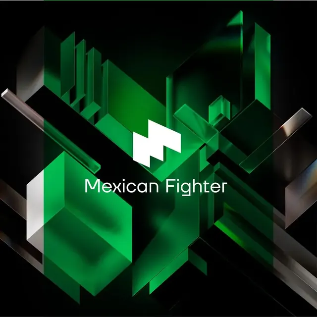 Mexican Fighter logo, geometric, 3d-render, light