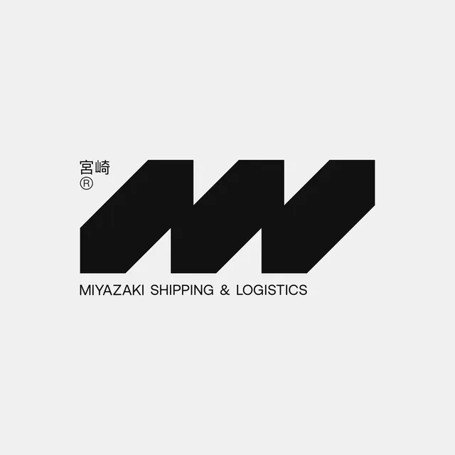 Miyazaki Shipping and Logistics logo, geometric, minimal, dark