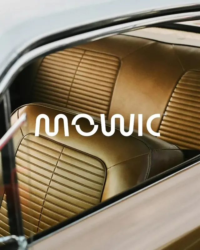 Mowic logo, minimal, geometric, light