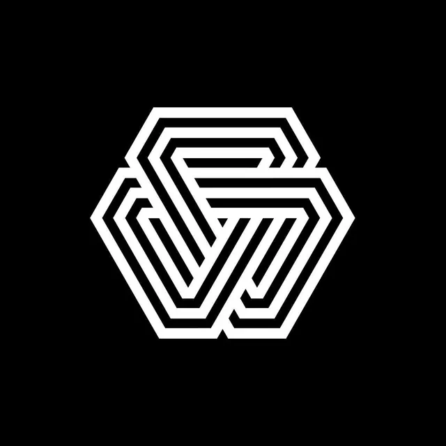 Geometric Hexagon Monogram, minimal, geometric, monochrome