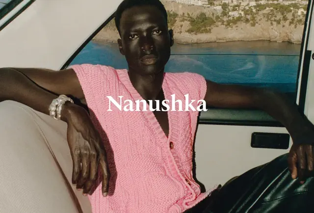 Nanushka logo, luxury, minimal, light