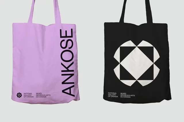 National Gallery of Canada tote bag pair, minimal, geometric, high-contrast