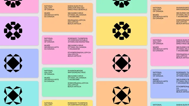 National Gallery of Canada bilingual business card grid, geometric, swiss, pastel