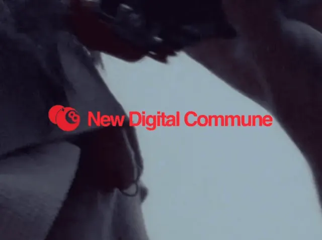 New Digital Commune logo, geometric, minimal, warm