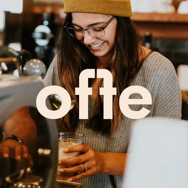 Offe logo, geometric, minimal, light