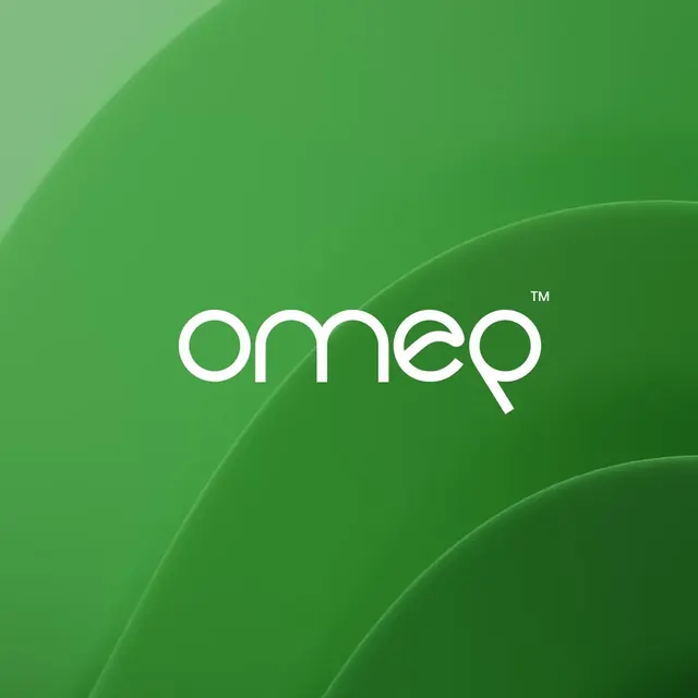 Omep logo, minimal, line-art, light