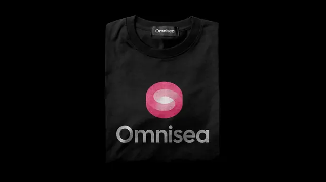 Omnisea folded t-shirt with gradient mark, minimal, dark-mode, dark