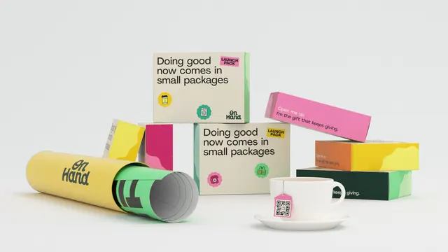 OnHand launch pack packaging family, flat, playful, vibrant