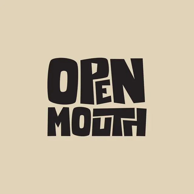 Open Mouth logo, geometric, dark