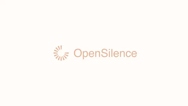 OpenSilence logo, minimal, geometric, warm