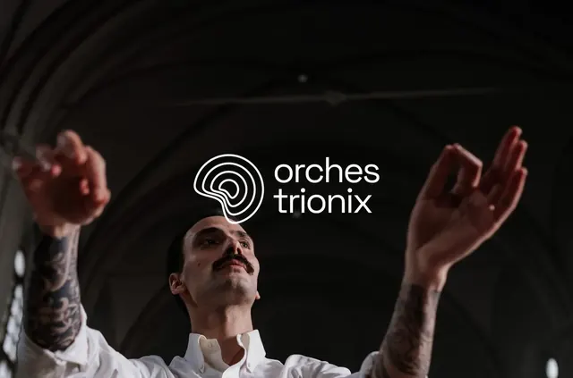 Orches Trionix logo, minimal, geometric, light