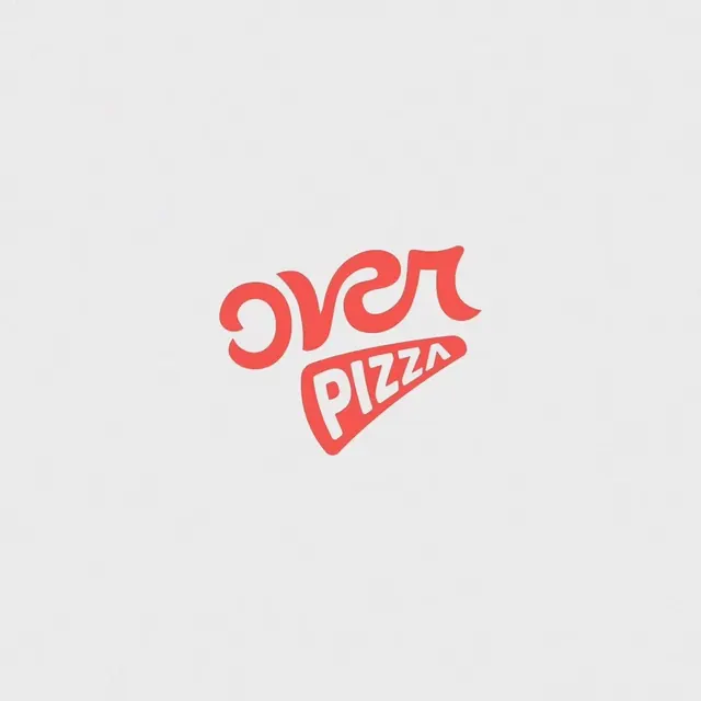 Over Pizza logo, minimal, warm