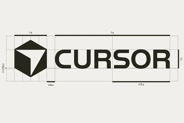 Cursor geometric logo grid construction, minimal, geometric, monochrome