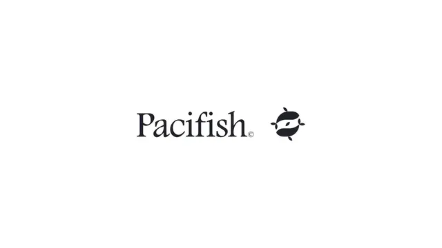 Pacifish logo, minimal, luxury, dark