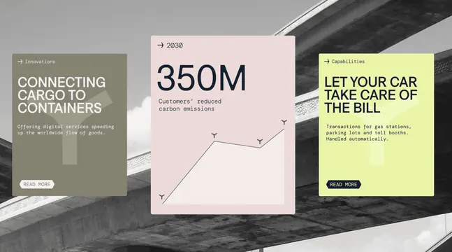 Pairpoint content cards over infrastructure photography, technical, geometric, muted