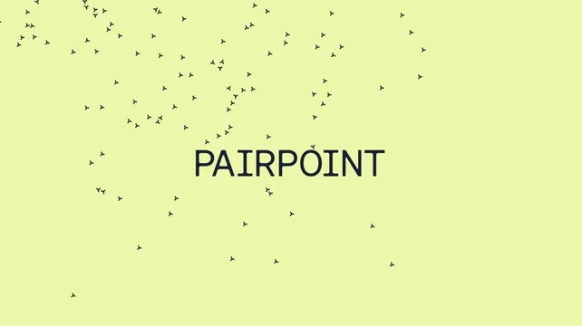 Pairpoint wordmark in scattered glyph field, minimal, typographic, light
