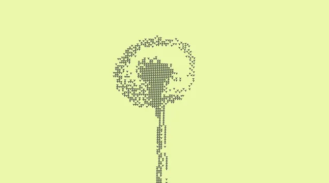 Pairpoint tree form built from repeated brand marks, minimal, illustrated, light