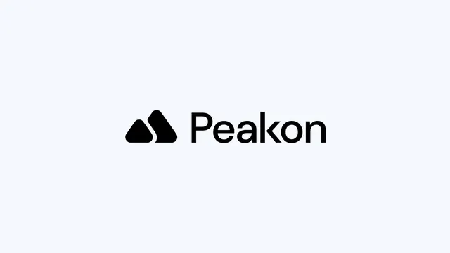 Peakon horizontal logo lockup, minimal, geometric, light