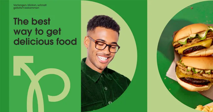 Pickt three-panel green campaign banner, flat, geometric, vibrant