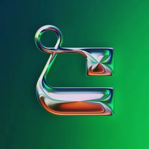 Iridescent 3D Abstract Logo, 3d-render, gradient-heavy, vibrant