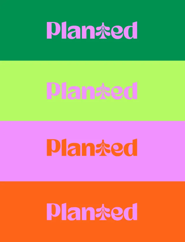 Planted wordmark colorway stack, typographic, flat, vibrant