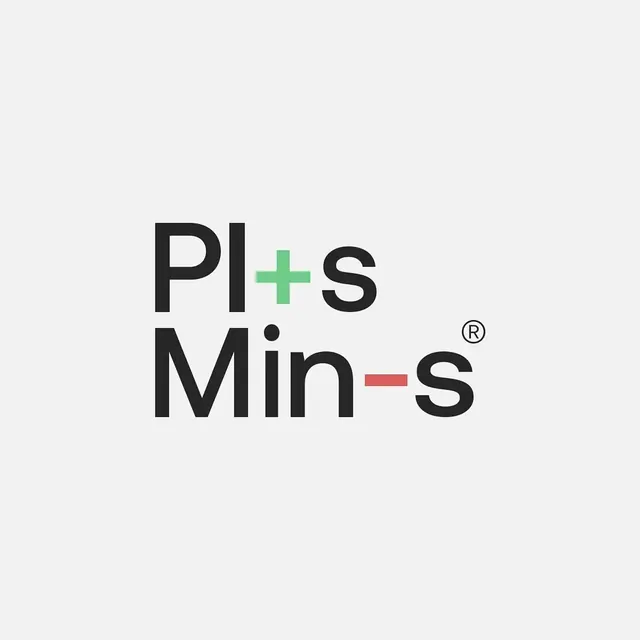PlusMinus logo, geometric, minimal, dark