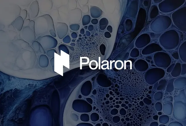 Polaron logo, geometric, minimal, light