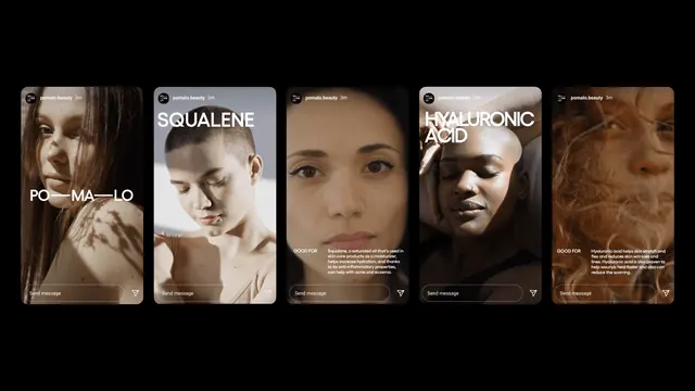 Pomalo social story templates, five up, dark-mode, photographic, dark