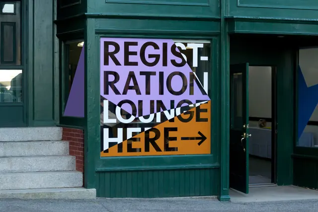 PopTech registration lounge window graphic, geometric, flat, vibrant