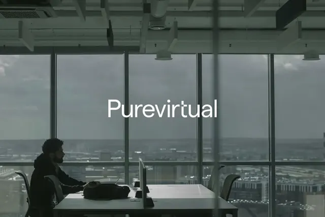 Purevirtual logo, minimal, light