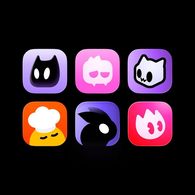 Lil Guys App Icons, 3d-render, playful, dark