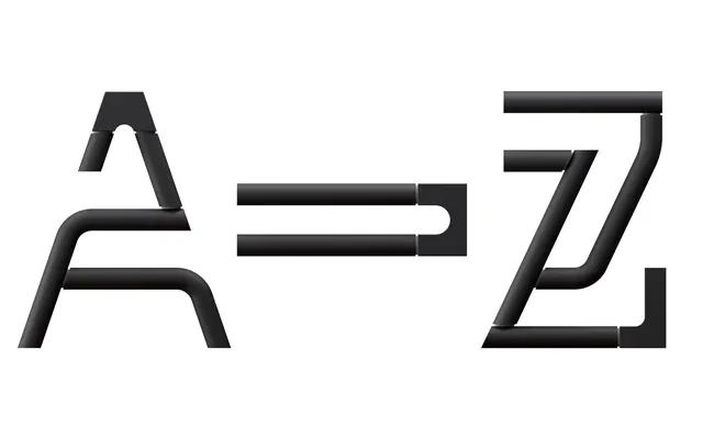 A-Z Stylized Wordmark, minimal, geometric, monochrome