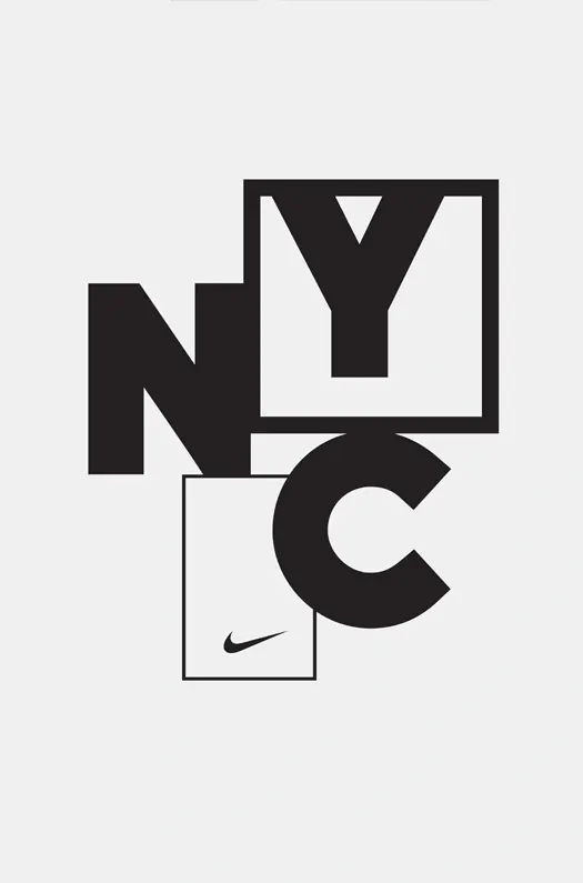 NYC Nike Typography Composition, minimal, geometric, high-contrast