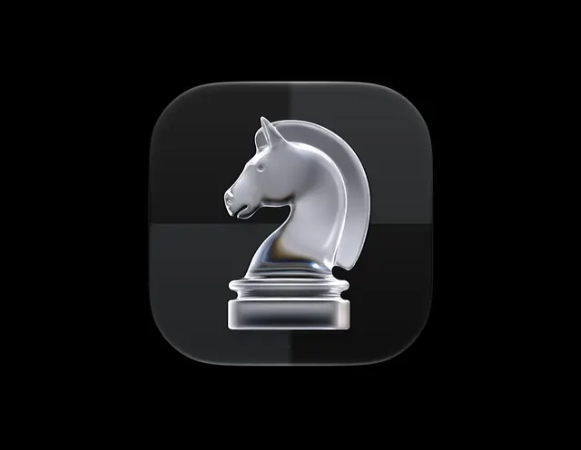 Chess App Icon, 3d-render, glassmorphism, dark